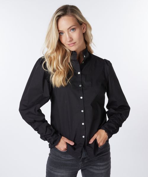 Blouse elasticated slv poplin