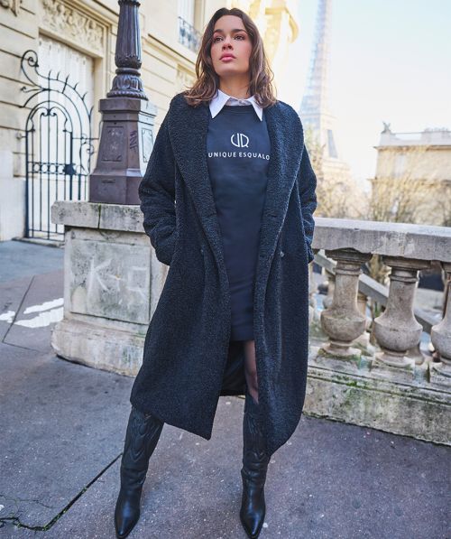 Coat double breasted boucle