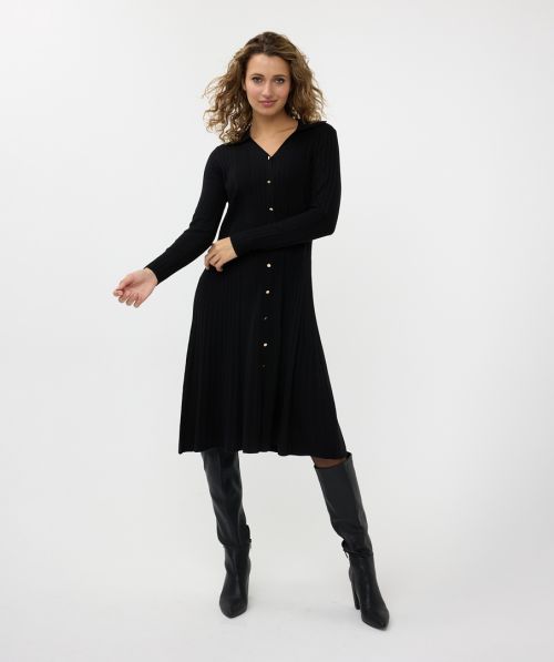 EsQualo Dress rib button closure