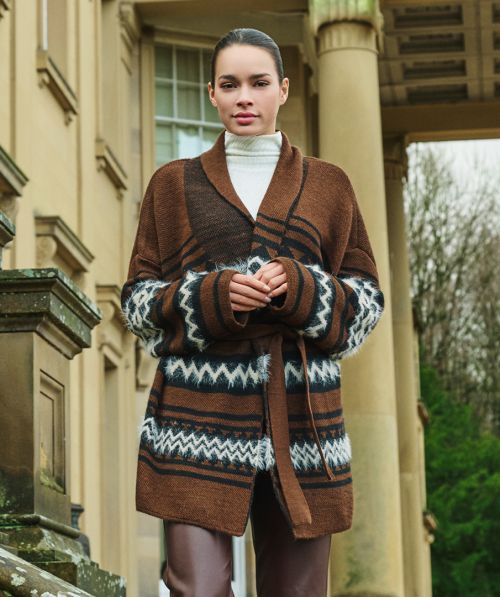 EsQualo Cardigan hairy ethnic stripe