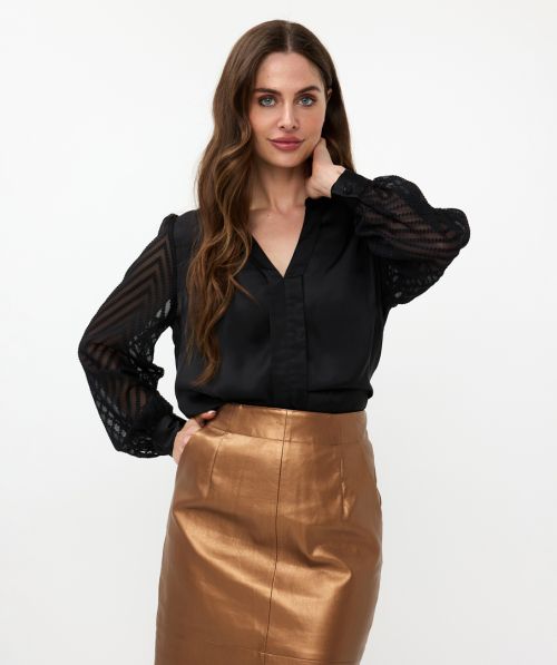EsQualo Blouse plumetis zigzag sleeve