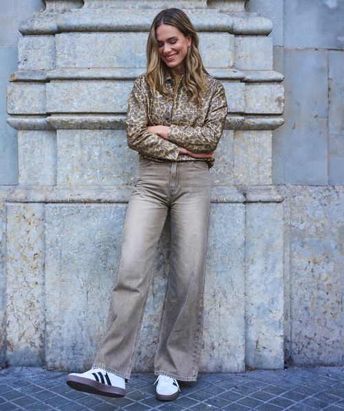 EsQualo Trousers wide leg garment dye