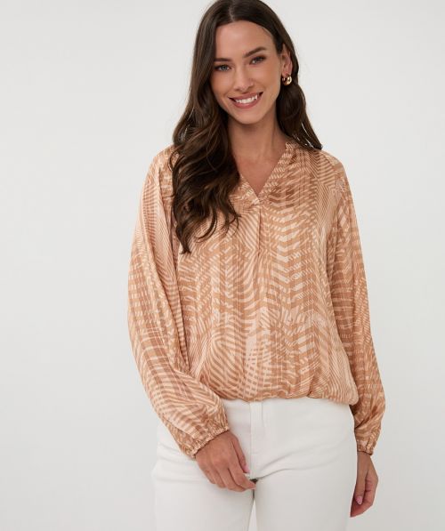 EsQualo Blouse balloon slve Peaceful