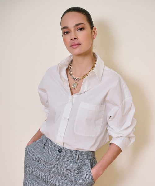 Blouse oversized pocket poplin