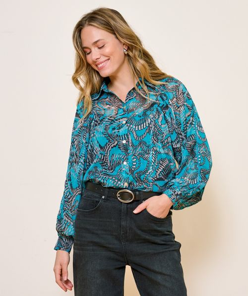 Blouse wide slve Urban print
