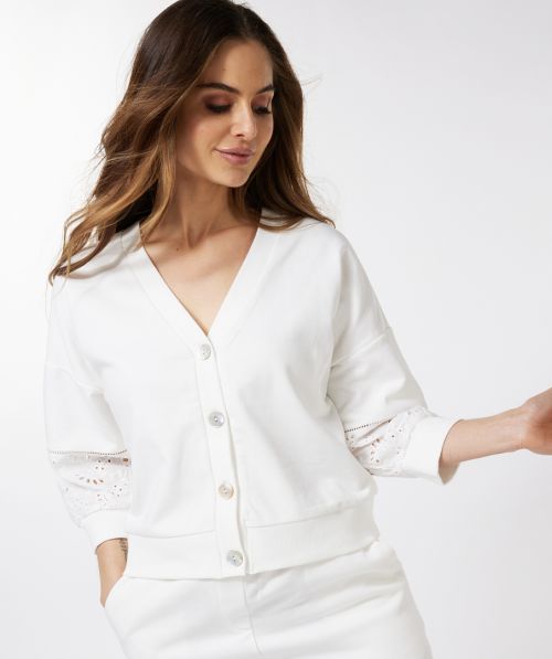 Cardigan broderie sweat