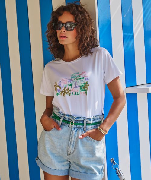Shorts elastic waist denim