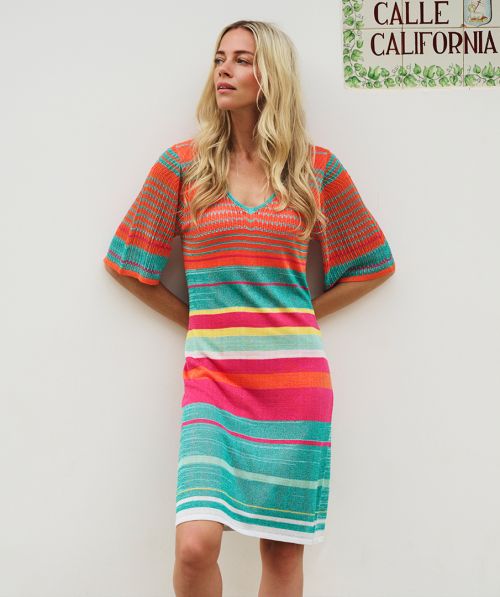 EsQualo Dress V-neck multicolor