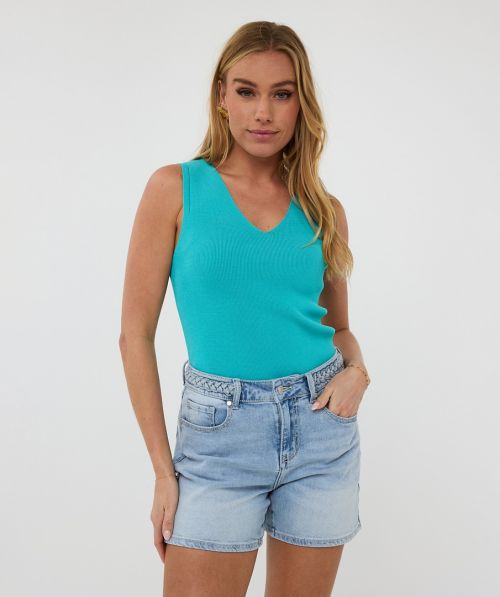EsQualo Top rib V-neck