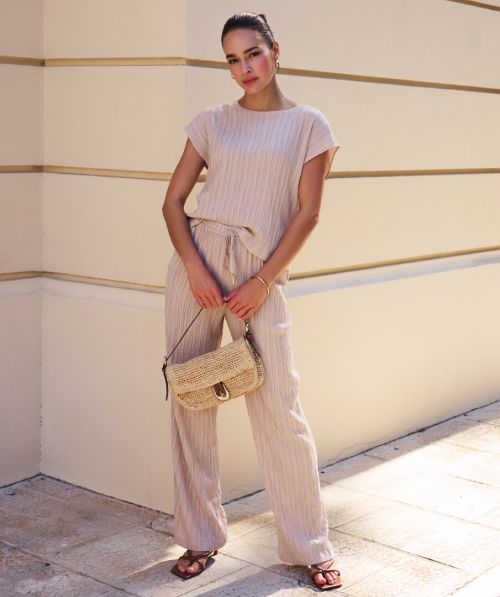 Trousers fancy crinkle