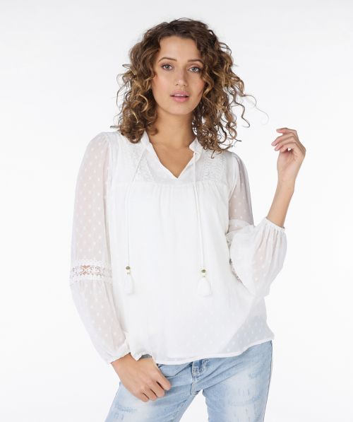 EsQualo Blouse plumetis lace
