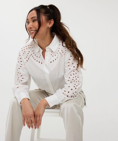 EsQualo Blouse sleeve broderie anglaise