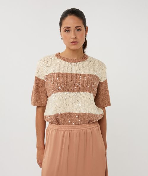 Sweater striped sequins