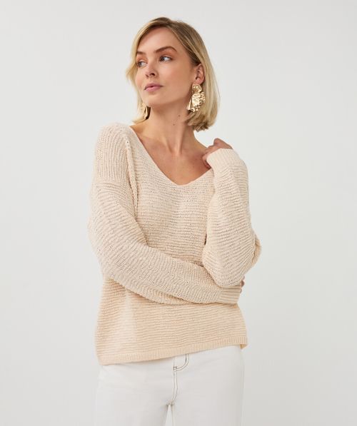Sweater v/neck tape yarn