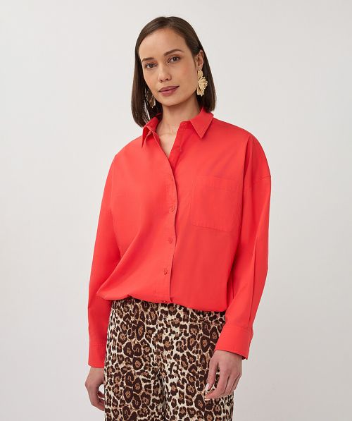 Blouse cropped cotton poplin