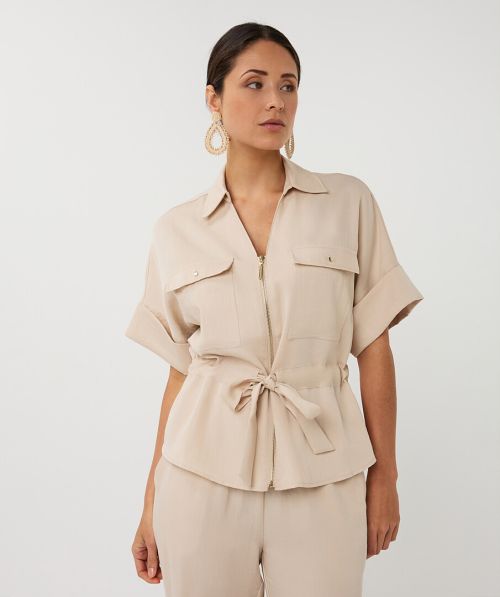 Blouse zipper fine crinkle