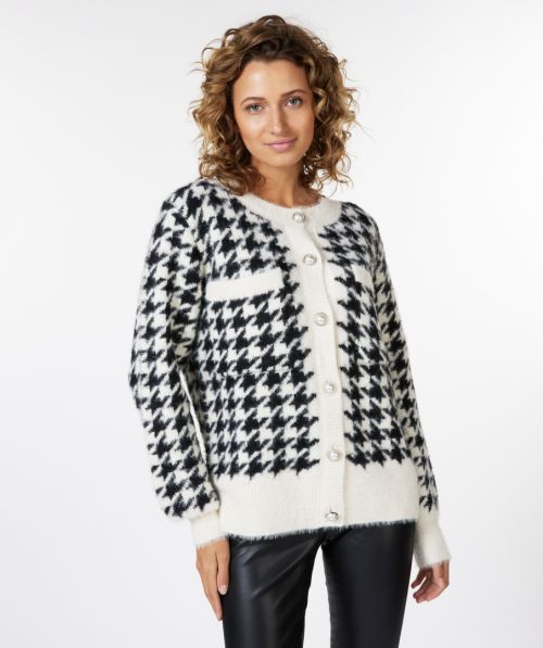Cardigan short houndstooth