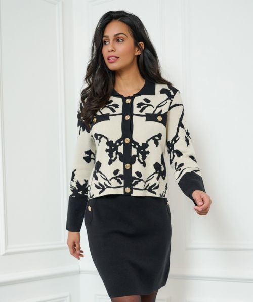 EsQualo Cardigan short 2tone jacquard