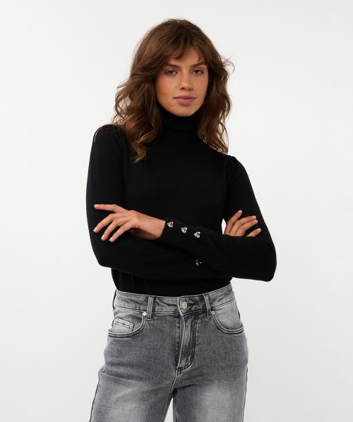 EsQualo Sweater col buttoned cuff
