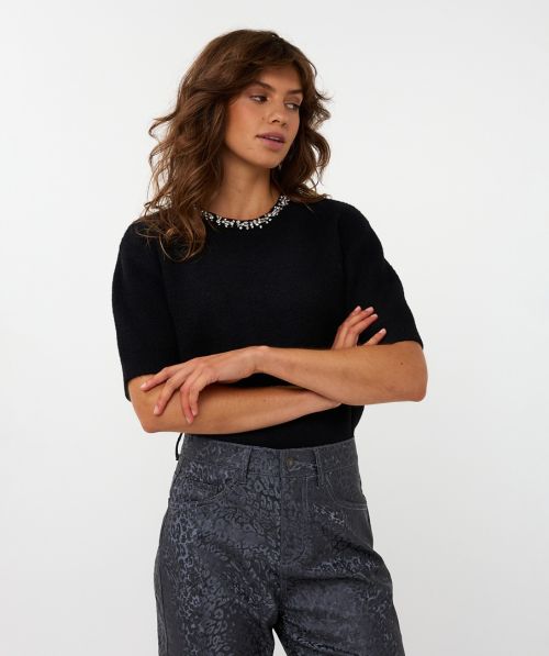 EsQualo Sweater fancy neck