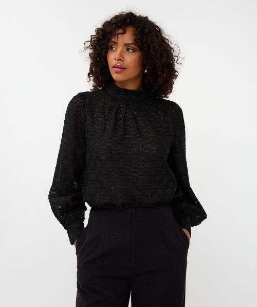 EsQualo Blouse turtle neck plumetis
