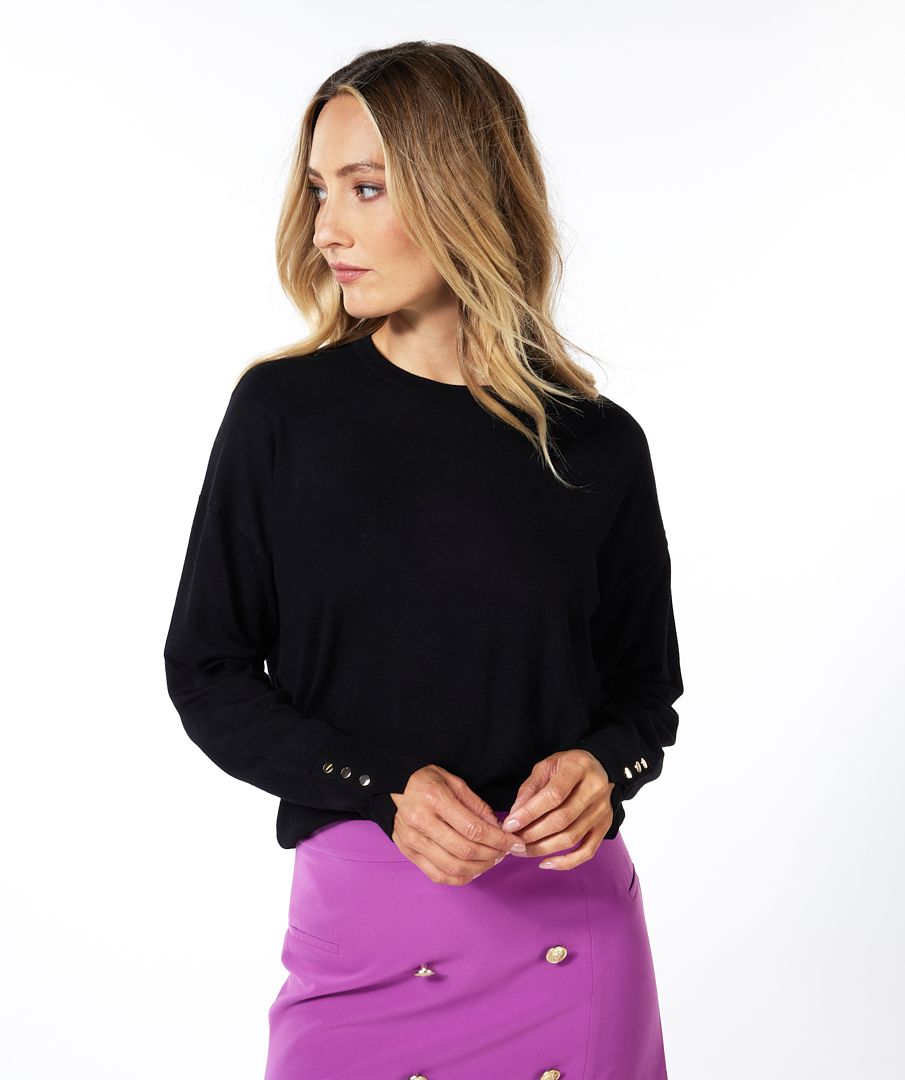 Sweater basic button slve cuff