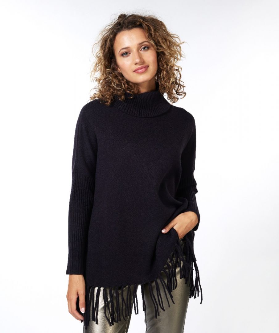 Sweater col fringes