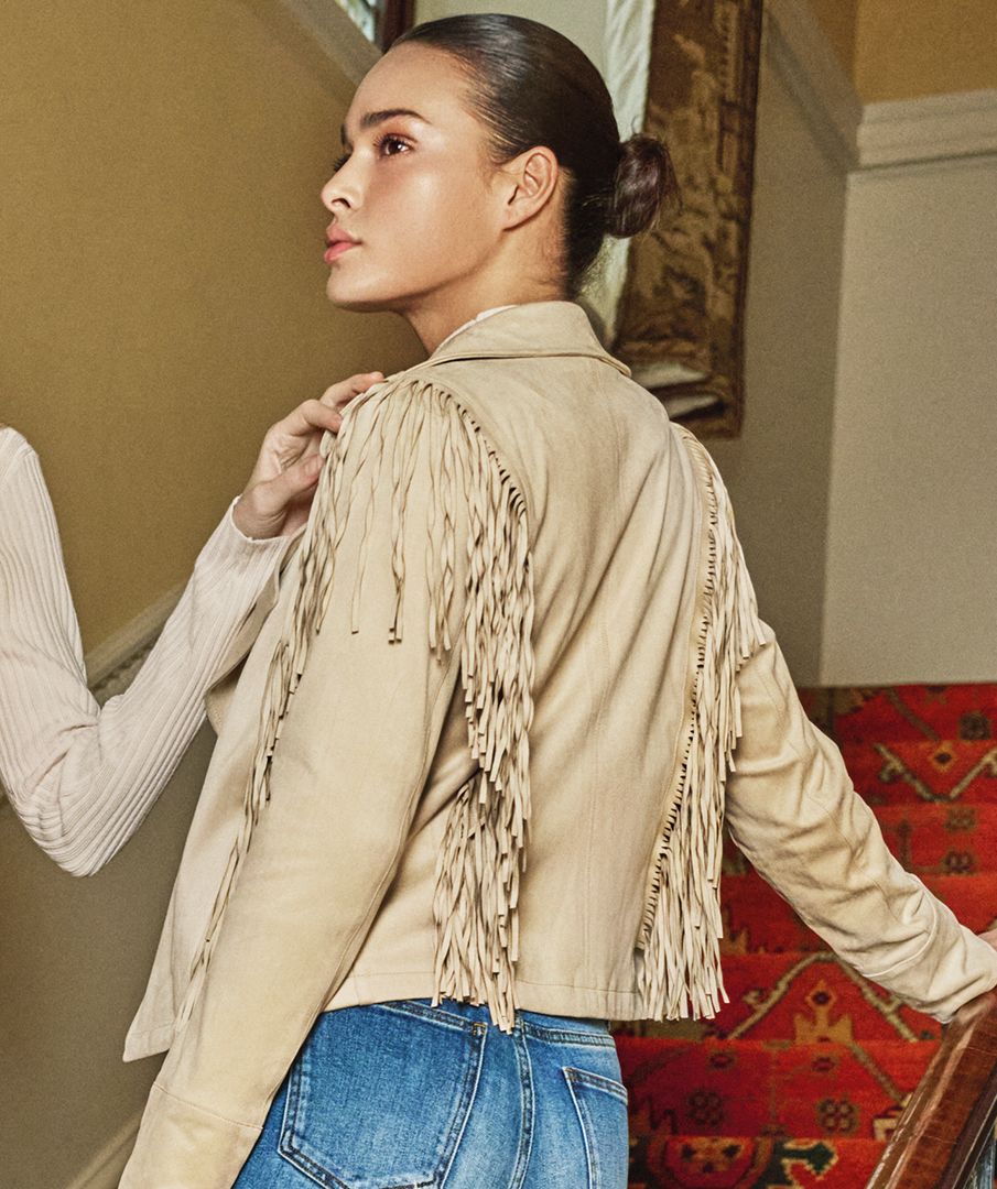 Jacket suedine ringes