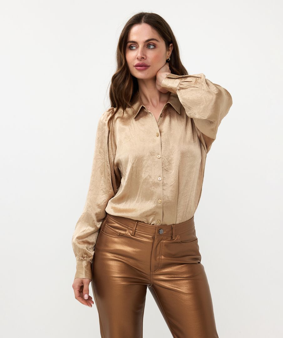 Blouse bow crushed satin