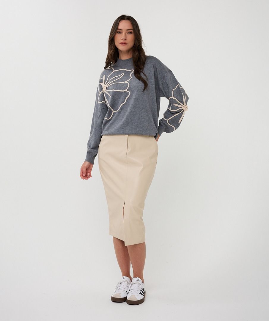 Skirt front split super soft vegan leather