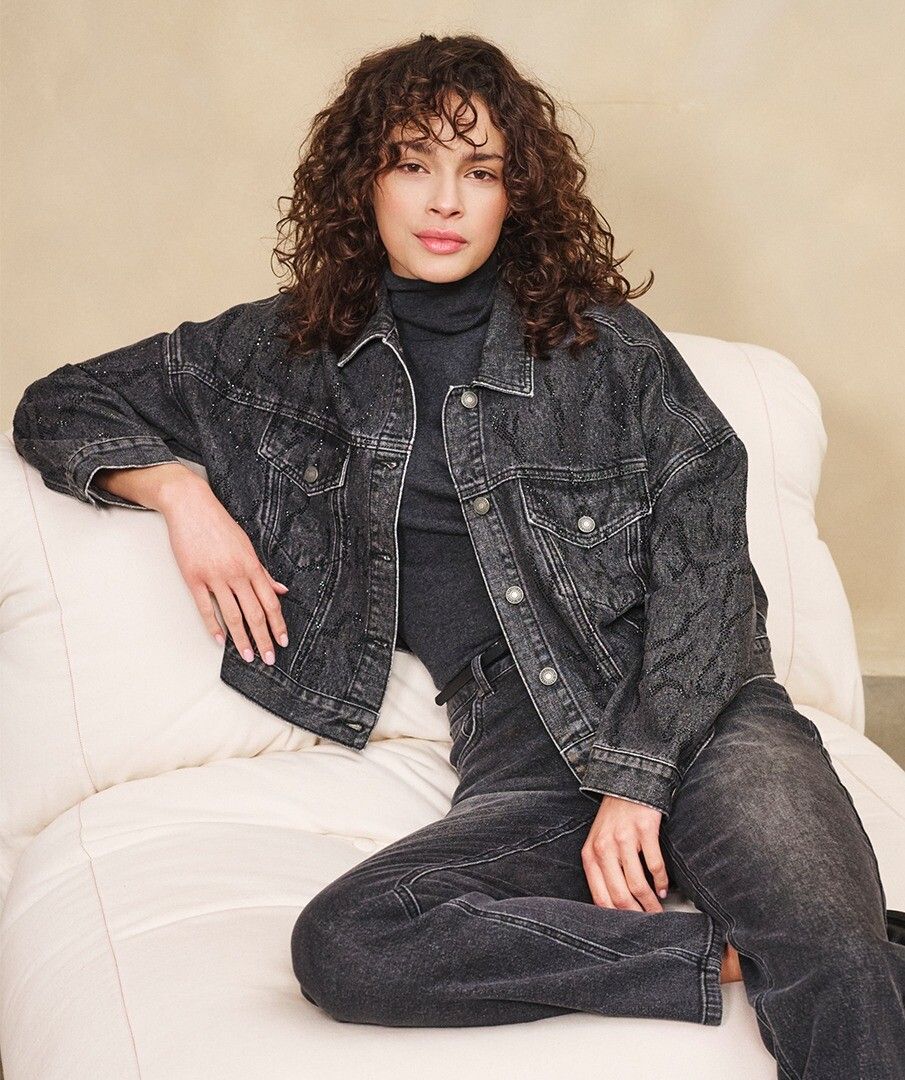 Jacket denim rhinestones