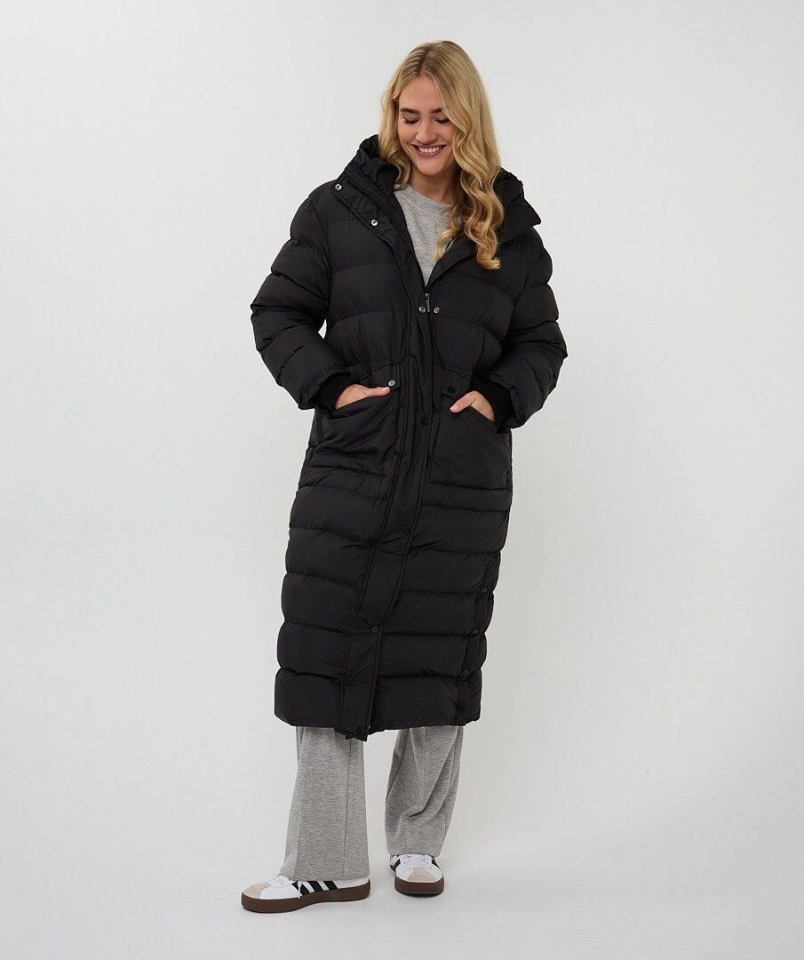 Coat long hooded puffer