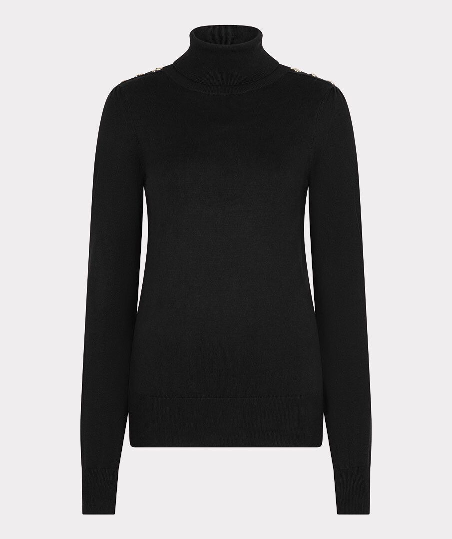 Sweater shoulder button col basic knit