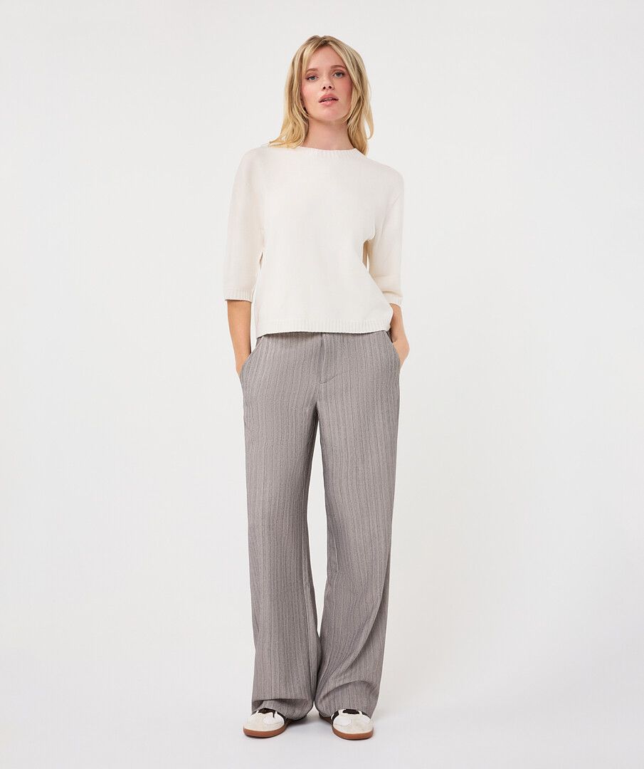 Trousers wide elastic herringbone