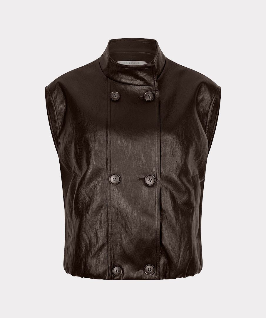 Gilet balloon double breasted PU crinkle