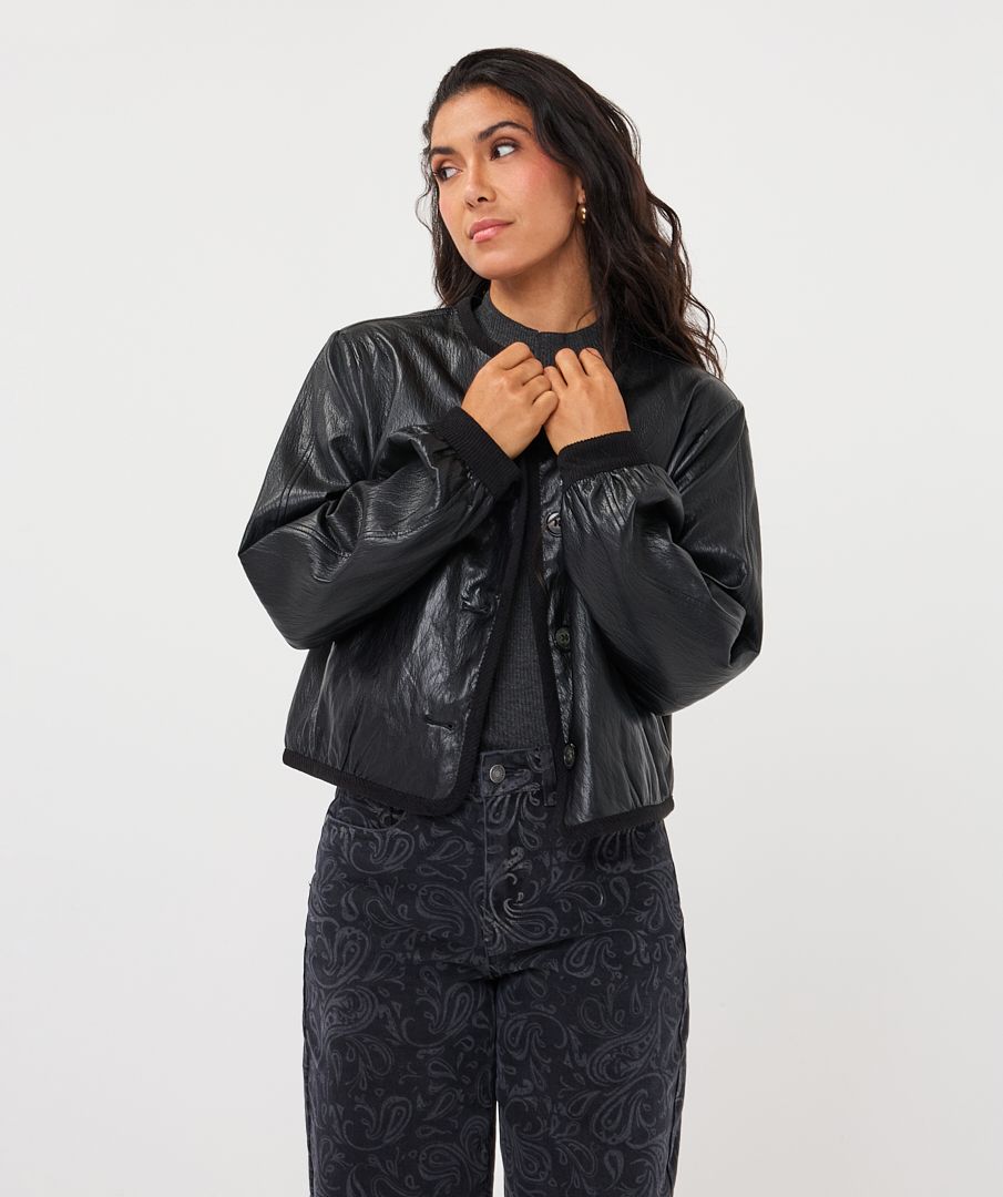 Jacket short PU crinkle