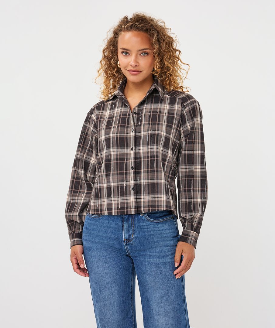Blouse short check strass