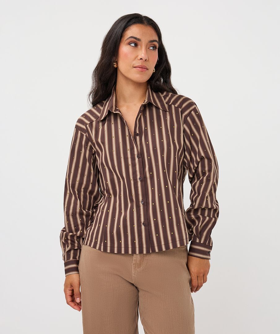 Blouse short stripe studs