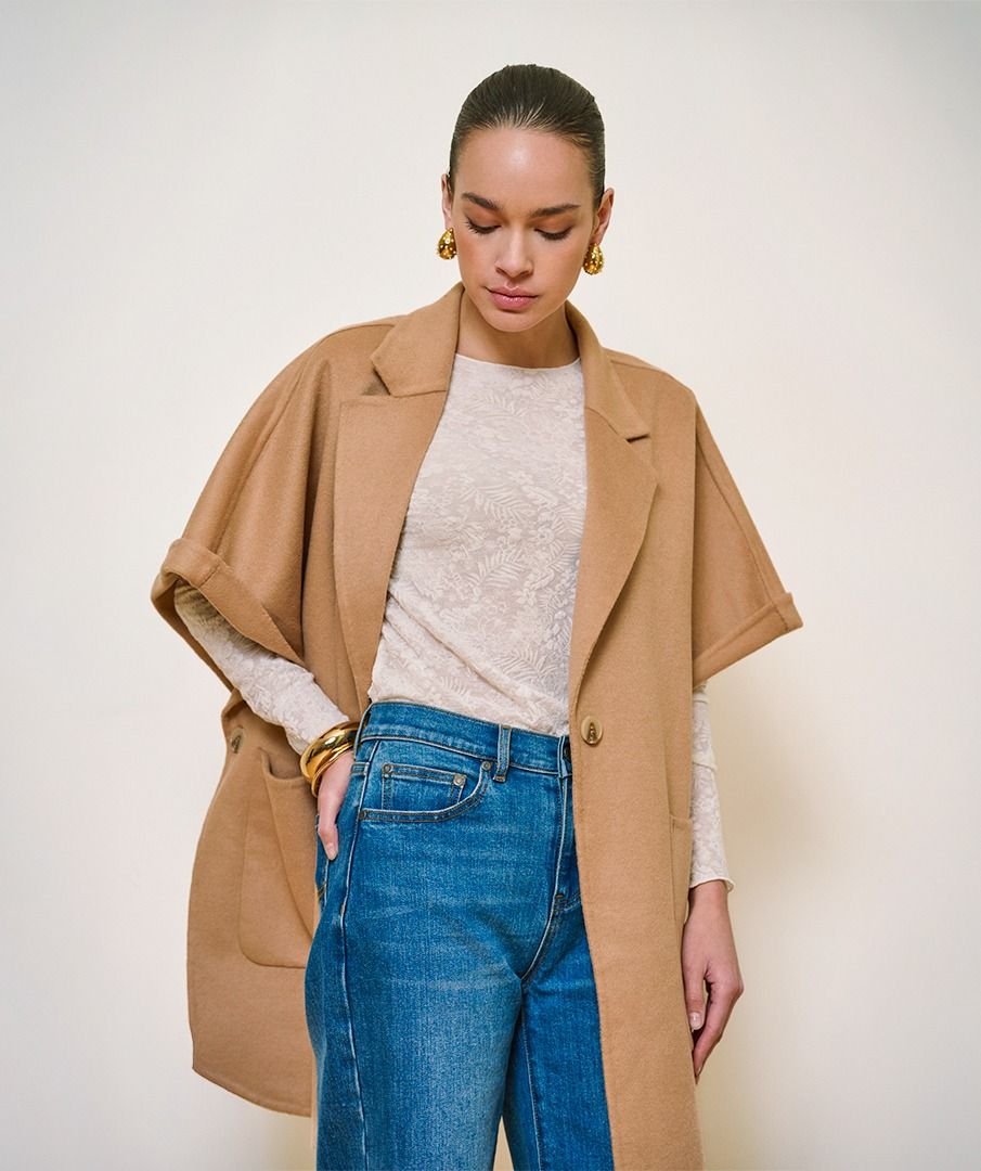 Coat cape double faced