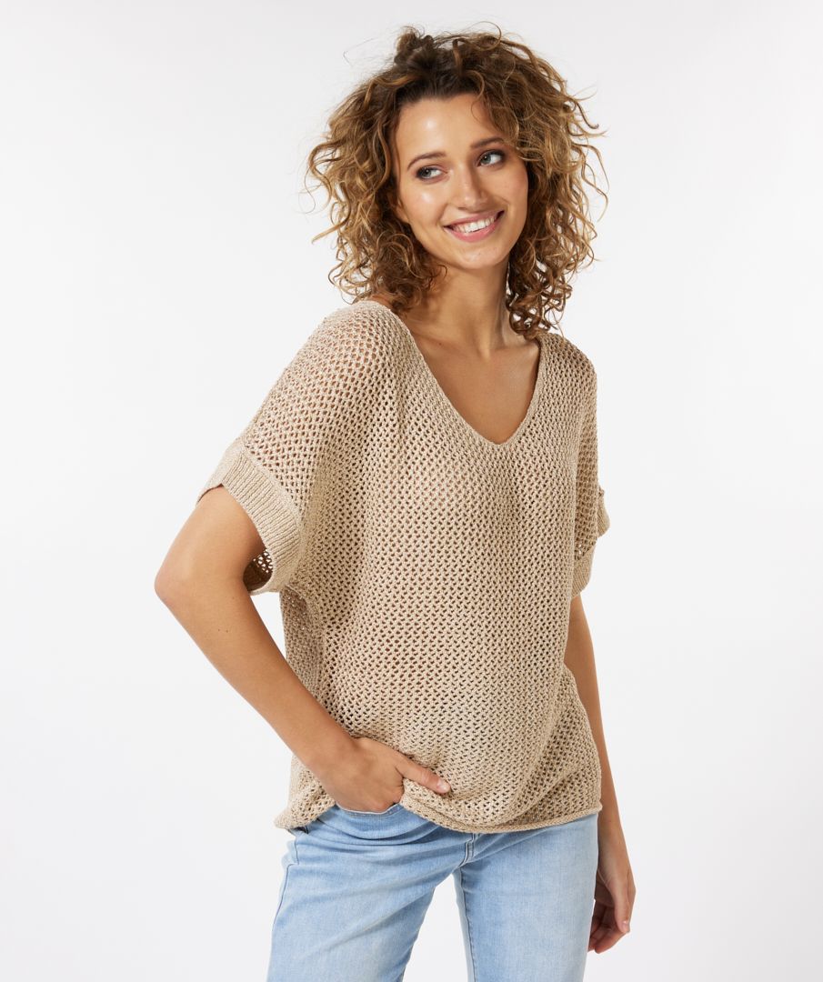 Sweater V-neck lurex