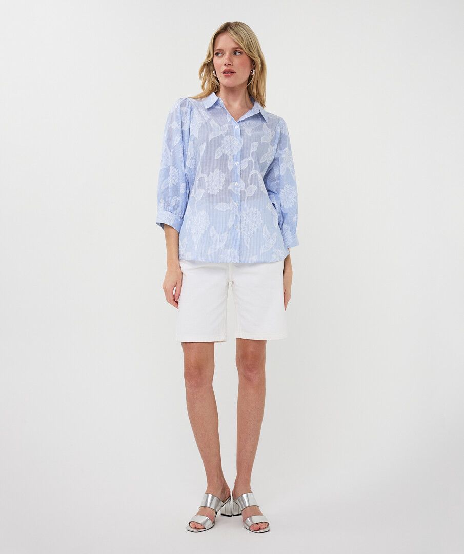 Blouse stripes flower