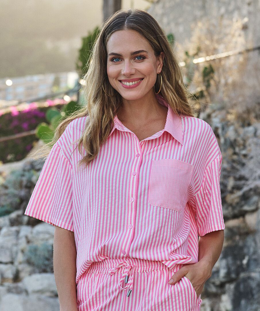 Blouse contrast stripe