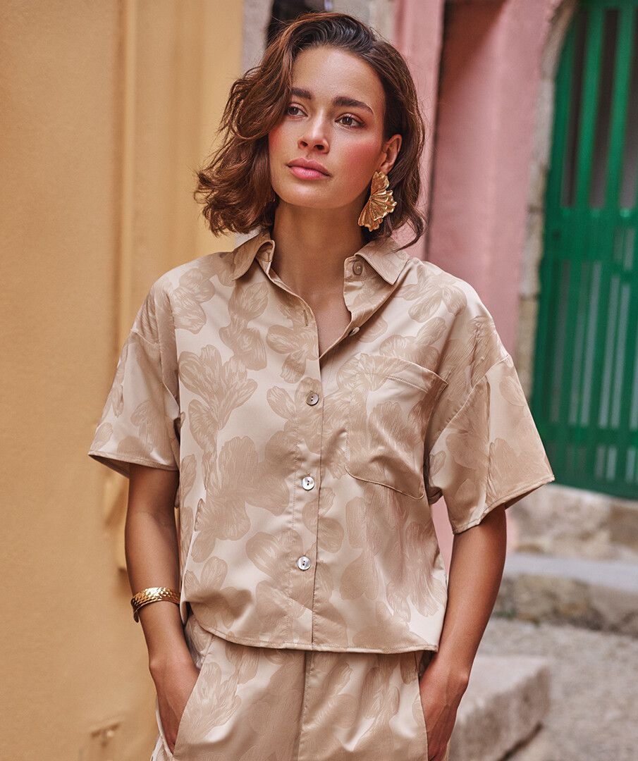 Blouse  jacquard leaves