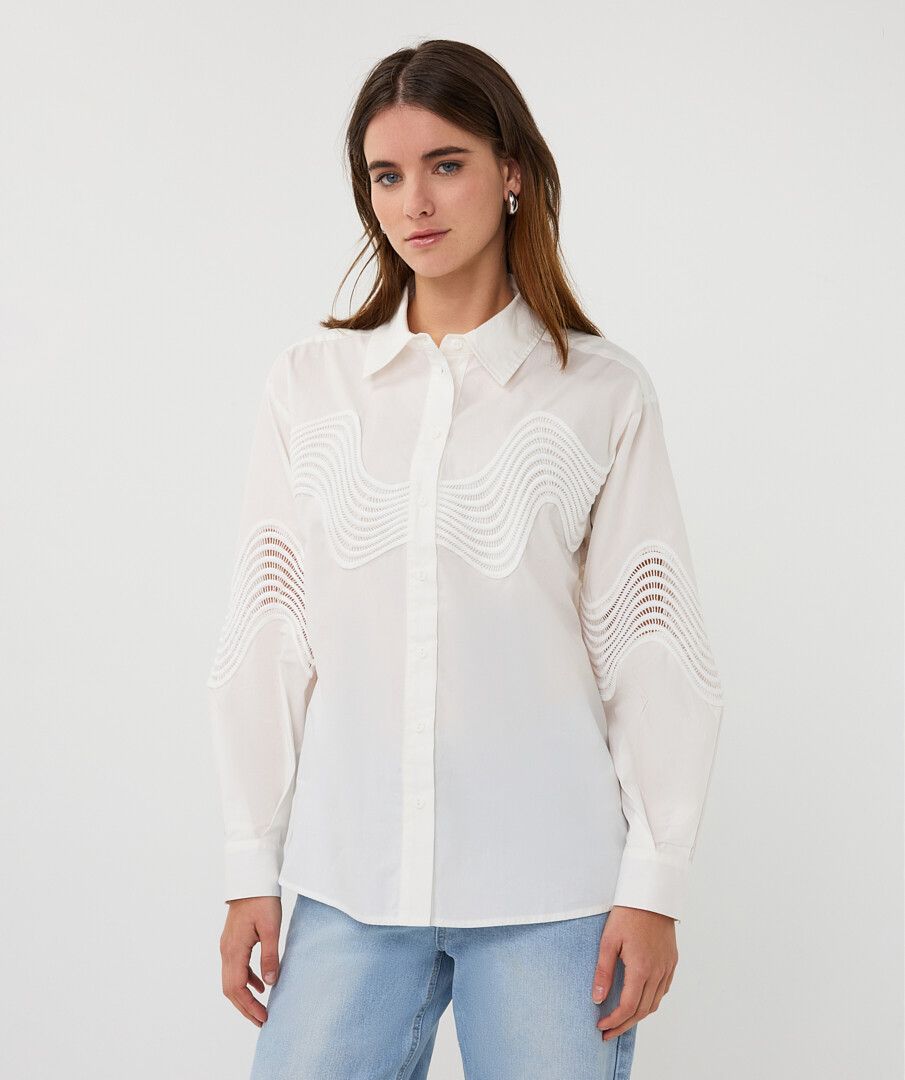 Blouse lace poplin