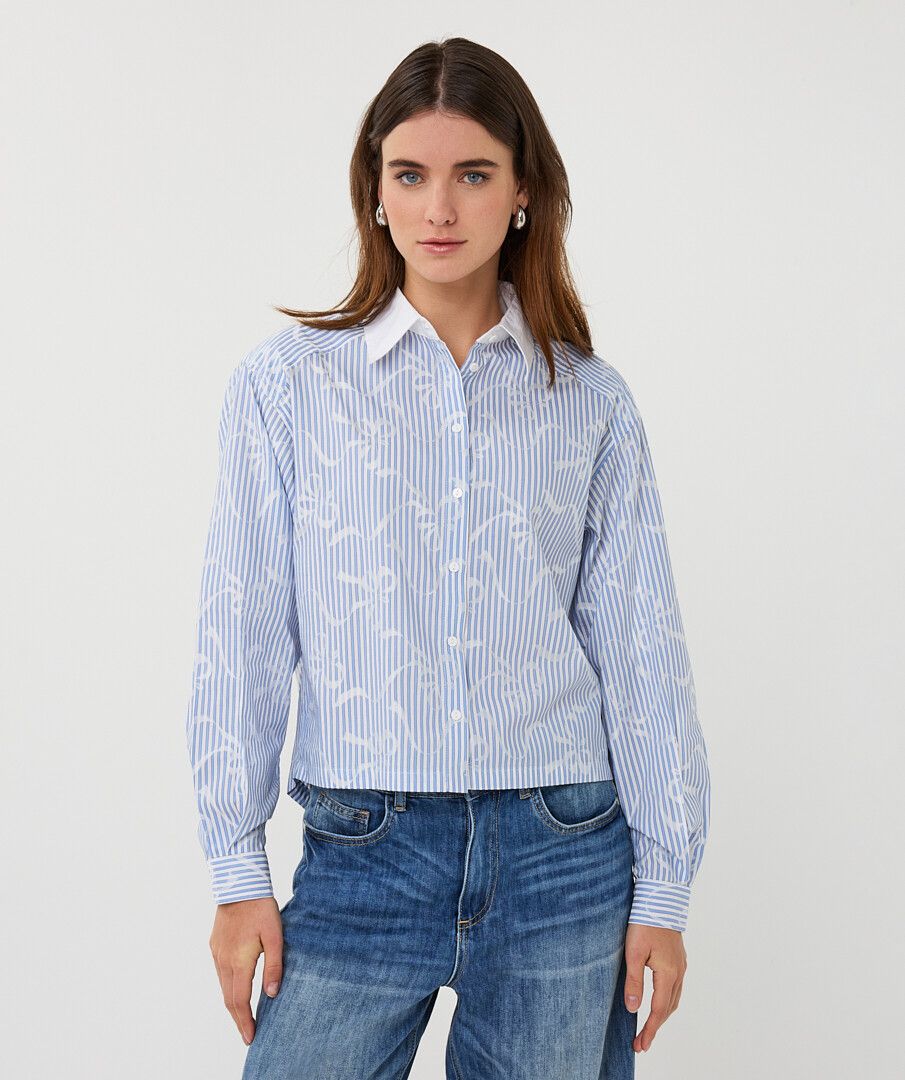 Blouse short striped bows