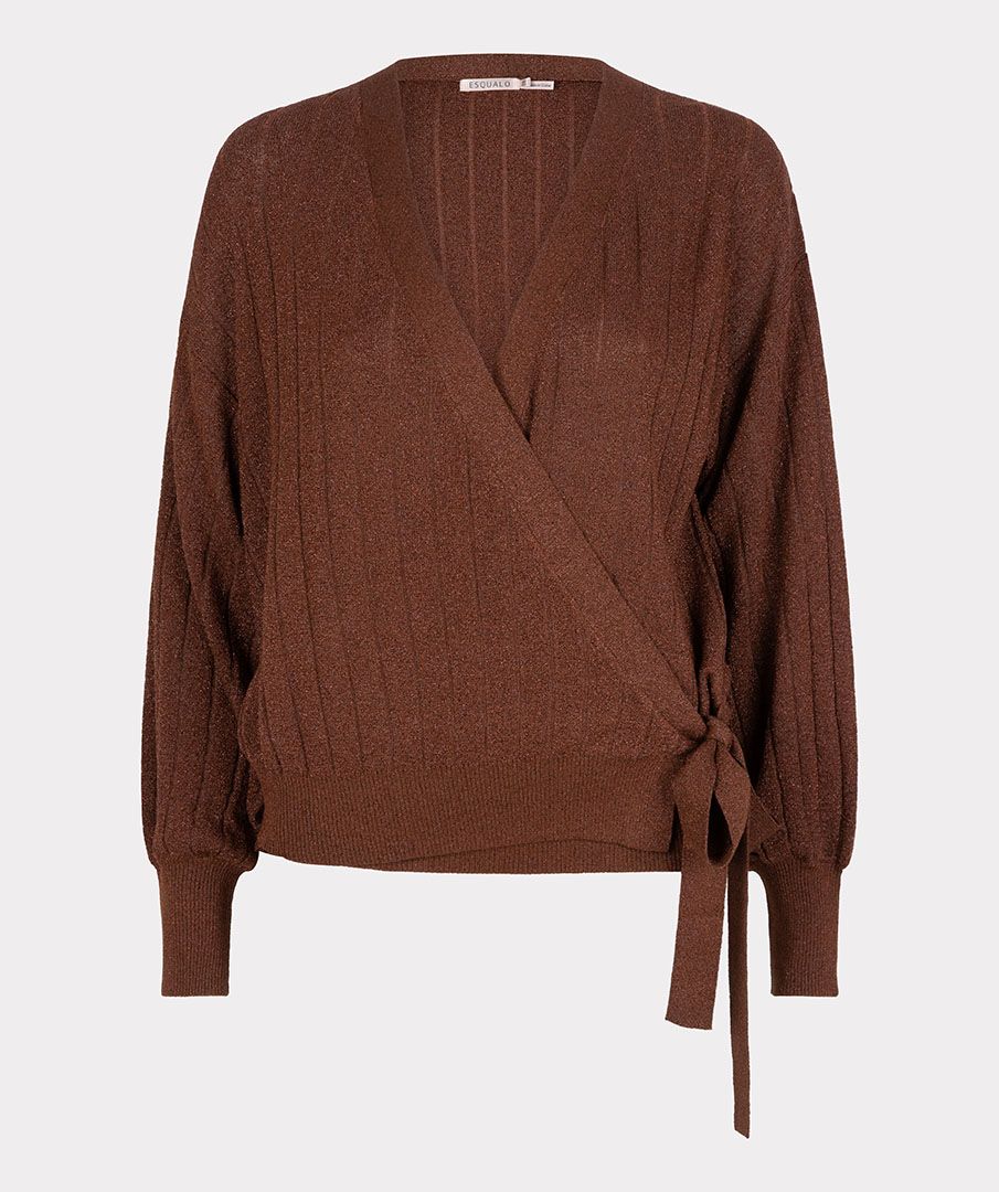 Cardigan wrap over rib lurex