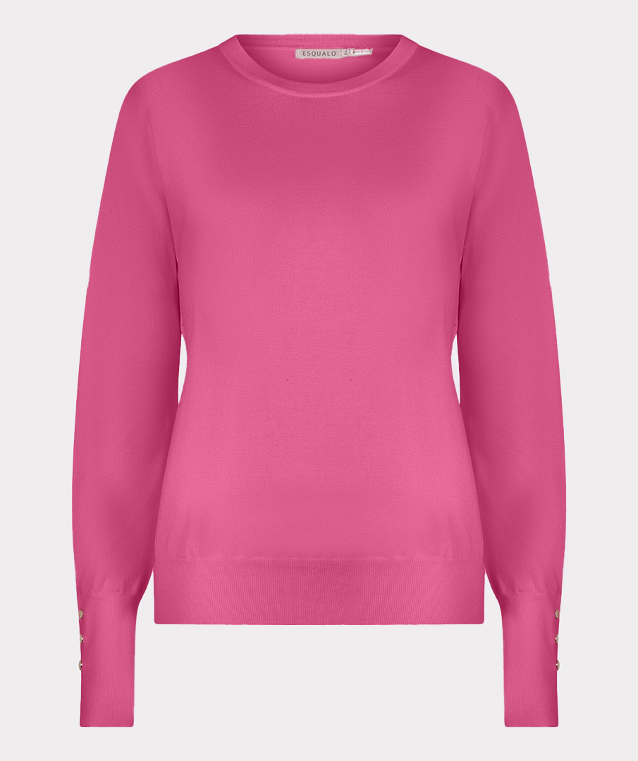 Sweater R-neck buttoned sleeve cuff