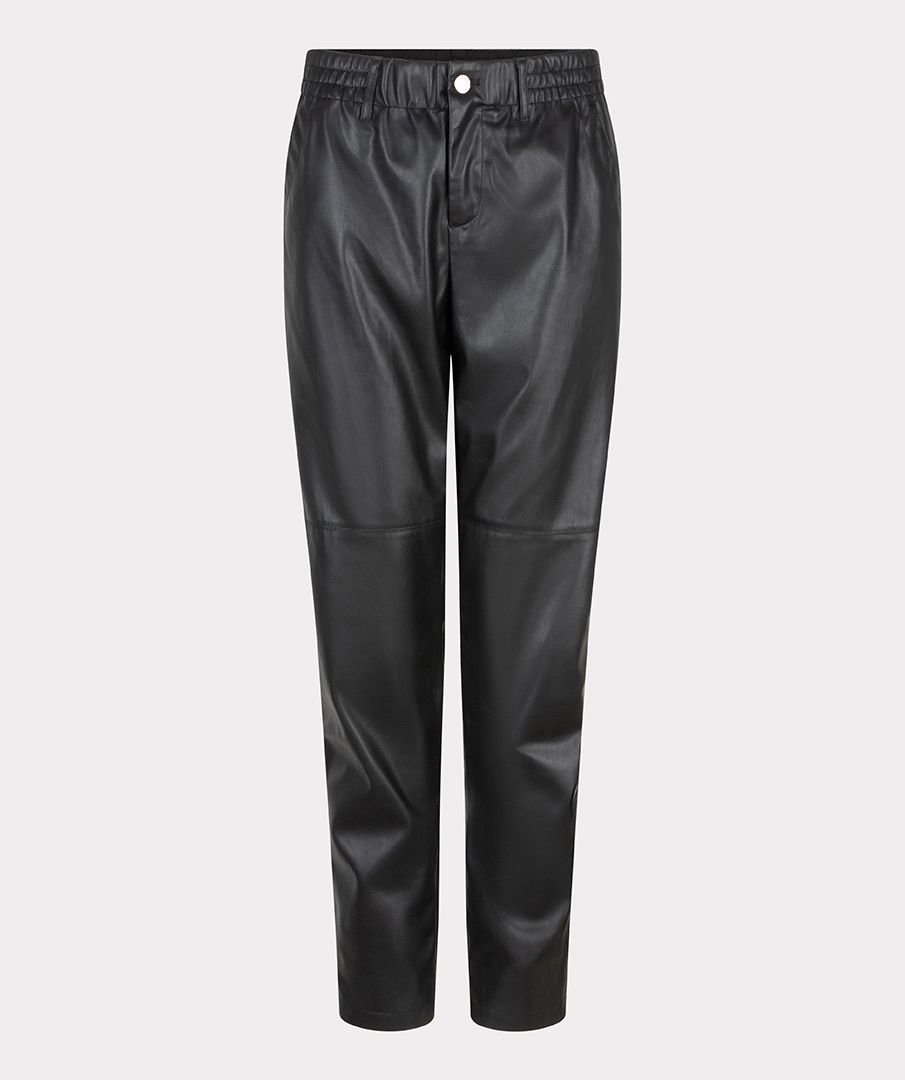 Black leather joggers womens hotsell