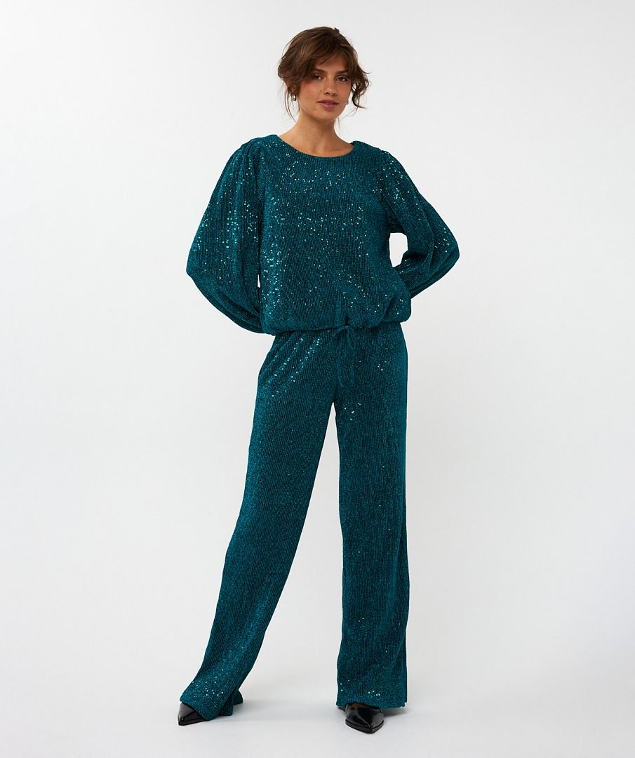 Trousers ribbed lurex sequins
