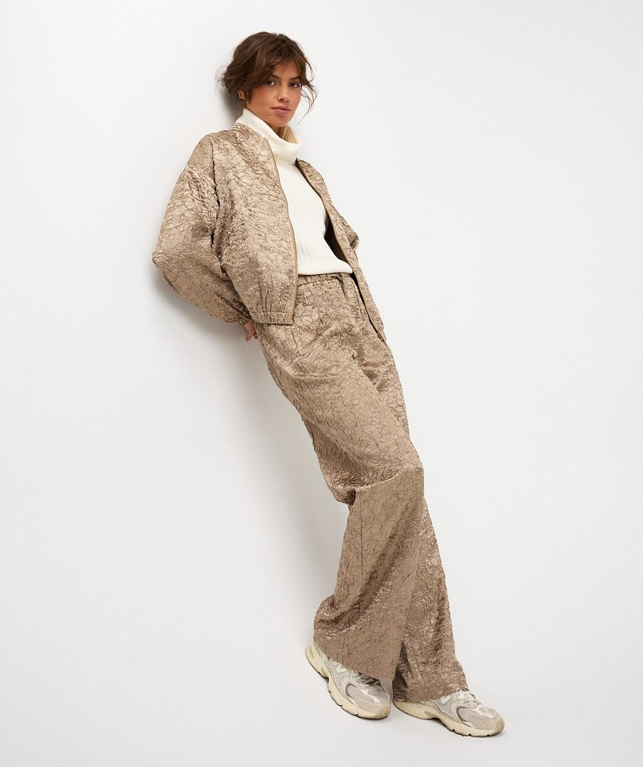 Trousers satin crinkle wide